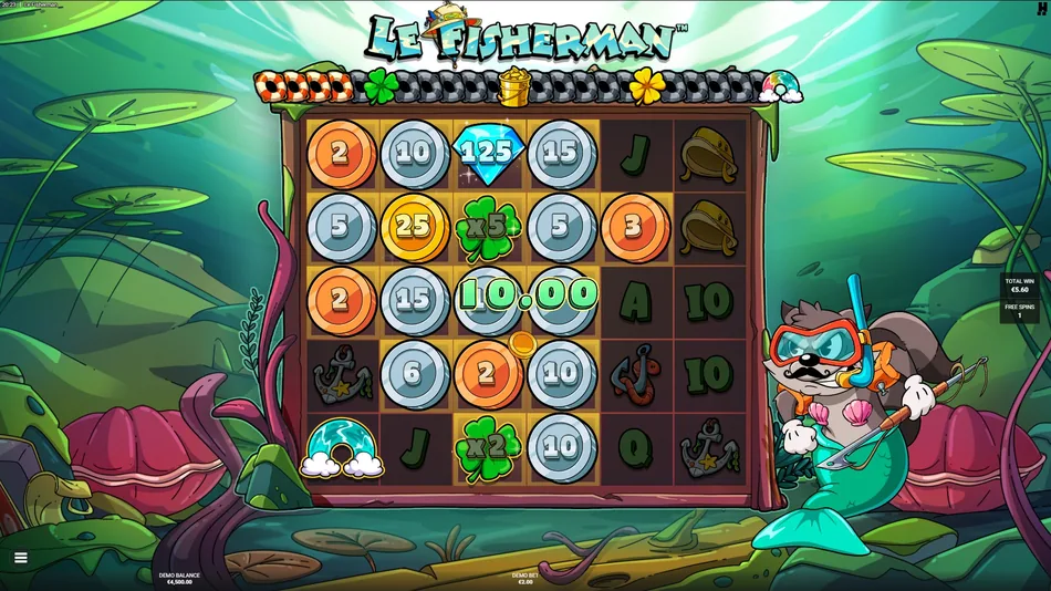 Bucket collecting Coin values from the 3x3 area next to a Green Clover