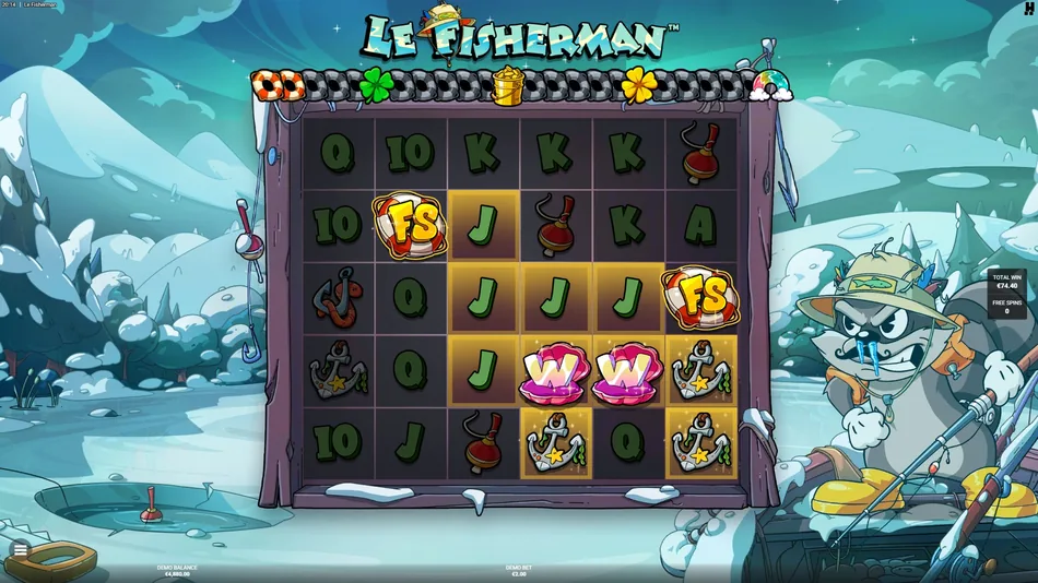 Big Catch Bar at Level 2 beside the grid during On Thin Ice free spins