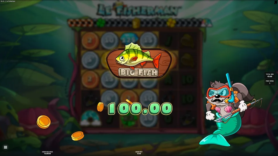 Smokey Under Water free spins with the Big Catch Bar at Level 4 and an Epic Rainbow on the grid