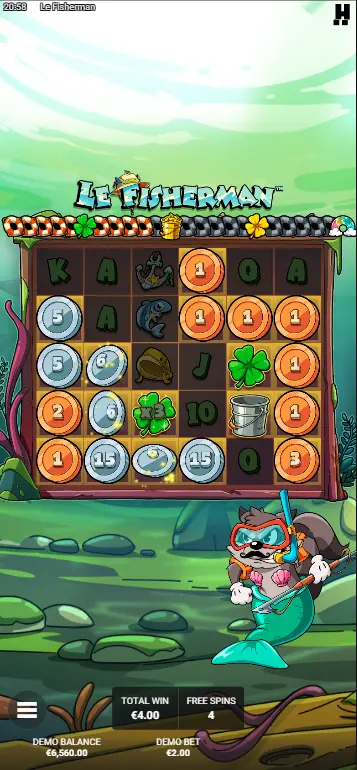 Le Fisherman slot 15000x max win celebration screen
